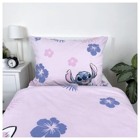 Set copripiumino e federa da bambini rosa chiaro in cotone per letto singolo 140x200 cm Lilo &amp; Stitch "Pink" – Jerry Fabrics