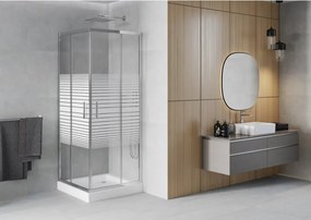 Mexen Rio cabina doccia quadrata 70 x 70 cm, fasce bianche, cromo + piatto doccia, bianco - 860-070-070-01-20-4510