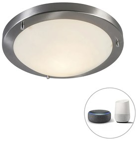 Plafoniera intelligente in acciaio 31 cm incl. WiFi A60 IP44 - Yuma