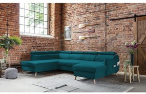 Divano letto angolare a U in velluto turchese (angolo sinistro) Sweet Harmony - Miuform