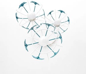 Lampadario a sospensione per bambini STARS 3xE27/15W/230V turchese/bianco