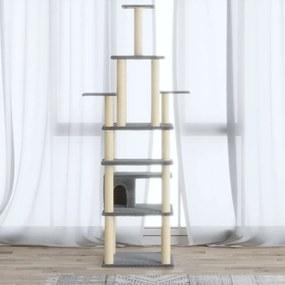 Albero per gatti con tiragraffi in sisal grigio chiaro 183 cm