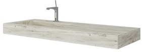 Lavabo integrale da appendere rettangolare vasca a sinistra IDEEA L 120 x H 12 cm in legno bianco