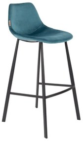 Set di 2 sedie da bar blu petrolio con rivestimento in velluto, altezza 106 cm - Dutchbone