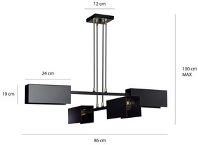 Lampadario Minimal Yuhuang Acciaio Nero 4 Luci E27 Ip20