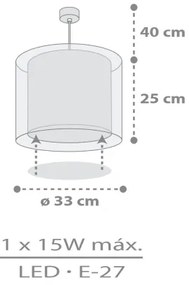 Dalber 41762E - Lampadario per cameretta KAWAII FRIENDS 1xE27/15W/230V grigio