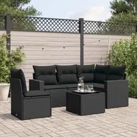 Set Divano da Giardino 6 pz con Cuscini Nero in Polyrattancod mxl 110956