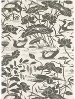 GP & J Baker Carta da parati Heron & Lotus Flower - Black/ White