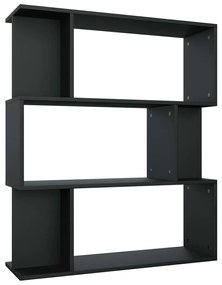 Libreria/divisorio nero 80x24x96 cm in legno multistrato