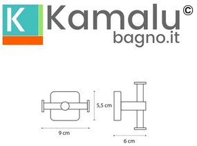 Kamalu - appendiabiti doppio per bagno in acciaio inox finitura nera opaca | clode-n