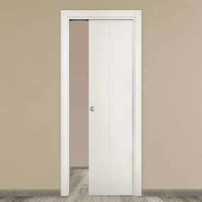 Porta interna scorrevole City in MDF laccato colore bianco, L 70 x H 210 cm, apertura reversibile