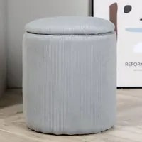 Venture Home Pouf Limpen 32x32x40 cm Velluto a Coste Grigio 444805