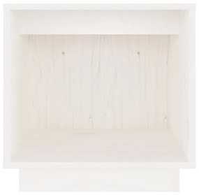 Comodino Bianco 40x30x40 cm in Legno Massello di Pino