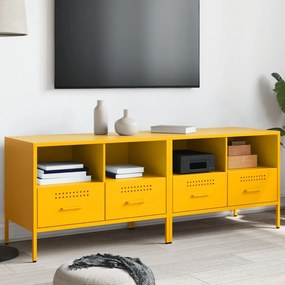 Mobili Tv 2 Pz Giallo Senape 68x39x50,5 Cm İn Acciaio /