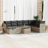 Set Divano da Giardino 9pz con Cuscini Grigio Chiaro Polyrattan 3325348