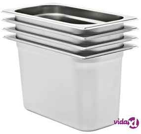 vidaXL Contenitori Gastronorm 4 pz GN 1/3 200 mm in Acciaio Inox