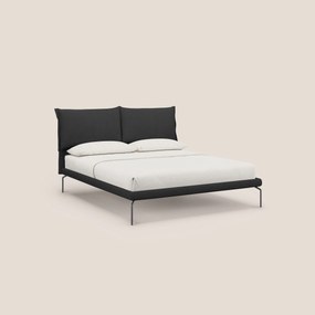 Bice letto imbottito con cuscini e piedi alti in metallo in tessuto impermeabile T02 nero
