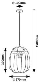 Rabalux 72034 - Lampadario a sospensione con filo SVENS 1xE27/60W/230V nero/arancione