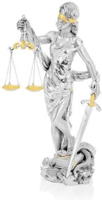 Statua Dea della Giustizia con placca in oro cm. 14x15x47h cm