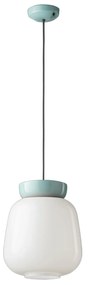 Sospensione Vintage Piccola Decò Corcovado Ceramica-Vetro Azzurro-Bianco E27