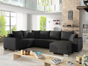 Divano letto matrimoniale angolare Birmingham - Ecopelle nero+ecopelle nero