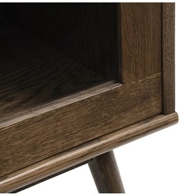 Vetrina marrone scuro effetto rovere con ante scorrevoli 110x160 cm Barrali - Unique Furniture