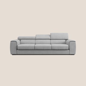 Zeno Divano con pouf estraibile poggiapiedi a 3 sedute in tessuto morbido impermeabile T02 grigio chiaro