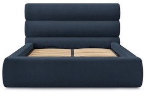 Letto matrimoniale imbottito blu scuro con contenitore a griglia 180x200 cm Jagna - Bobochic Paris