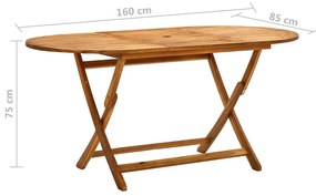Tavolo da Giardino Pieghevole 160x85x75 cm Massello di Acacia