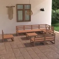 Set Divani da Giardino 9 pz Marrone Miele in Massello di Pino 3075672