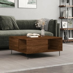 Tavolino Salotto Rovere Marrone 80x80x36,5 Cm Legno Multistrato /