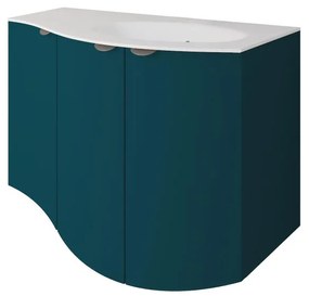 Mobile sottolavabo e lavabo Onda per vasca a destra blu petrolio L 104 x H 70 x P 51 cm
