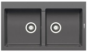 Lavello integrato 2 vasche PYRAMIS Athlos granito L 50 x L 86 cm grigio