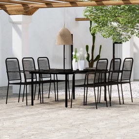 Set mobili da pranzo per giardino 7 pz nero