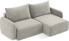 Divano angolare grigio chiaro allungabile/con contenitore (con penisola a destra) Kalena – Makamii