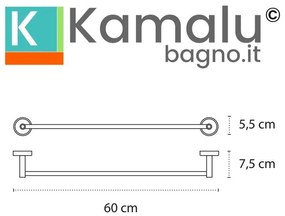 Kamalu - Portasalvietta barra 60 cm in acciaio inox e dettagli in abs bianco | NICO-B