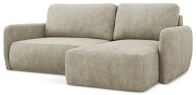 Divano angolare beige allungabile/con contenitore (con penisola a destra/con chaise lounge) con rivestimento in ciniglia Lilo – Makamii