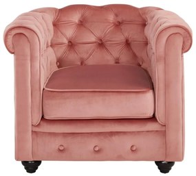 Poltrona CHESTERFIELD in velluto  Rosa cipria