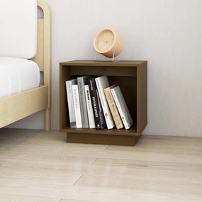 Comodino Marrone Ambra 40x30x40 Cm İn Legno Massello Di Pino /