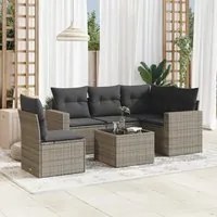 Set Divano da Giardino 6 pz con Cuscini Grigio in Polyrattan 3251317