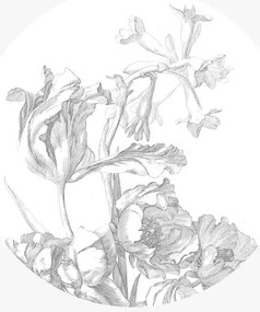 KEK Amsterdam Carta da parati panoramica Engraved Flowers 4 Circle - S - 1.425m