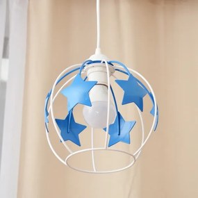 Lampadario a sospensione per bambini STARS 1xE27/15W/230V blu/bianco