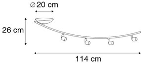 Faretto moderno curvo nero 4 luci - Jeany