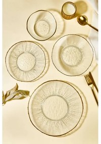 Servizio da tavola 24 pezzi in vetro trasparente con dettagli dorati