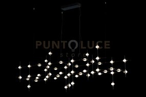 Lampada a sospensione molecular 55 lt, nera con oro, led 3000k 132w...