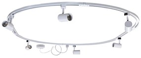 Sistema di illuminazione a binario moderno con 6 faretti bianchi monofase ovale 100 cm - Iconic Jeana