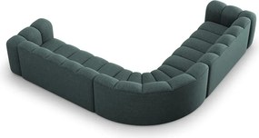 Divano angolare componibile turchese con rivestimento in ciniglia Lupine – Micadoni