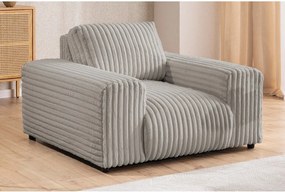 Poltrona grigio chiaro con rivestimento in velluto a coste Justin – Ropez