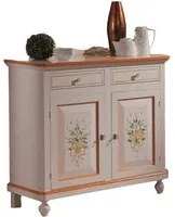 Madia credenza napoletana 2 porte laccato bianco decori 104x43x98