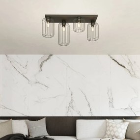 EMIBIG LIGHTING Plafoniera Barn, a 4 luci, 83 cm, nero, metallo, E27